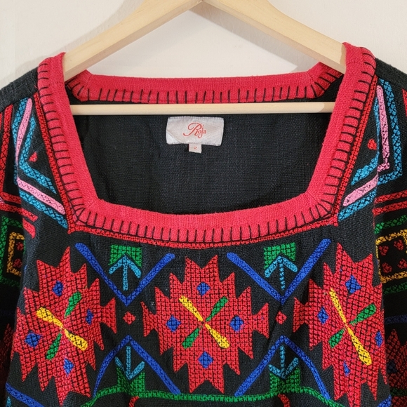 Roja Collection Colorful Heavy Embroidered Poncho Sz 2/XL Boho Western Cowgirl - Picture 3 of 13